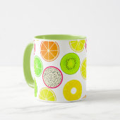 Tropische fruitstokjes, Citrus, Kiwi en Dragonfrui Mok (Voorkant links)