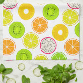 Tropische fruitstokjes, Citrus, Kiwi en Dragonfrui Theedoek (Gevouwen)