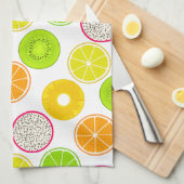 Tropische fruitstokjes, Citrus, Kiwi en Dragonfrui Theedoek (Quarter Fold)