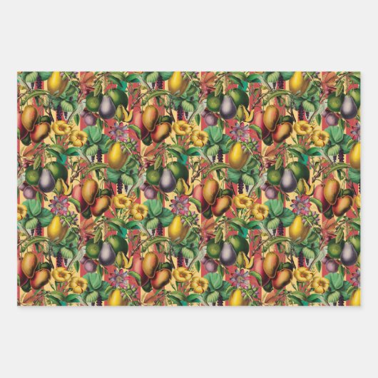 Tropische fruittuin botanisch inpakpapier vel (Voorkant)