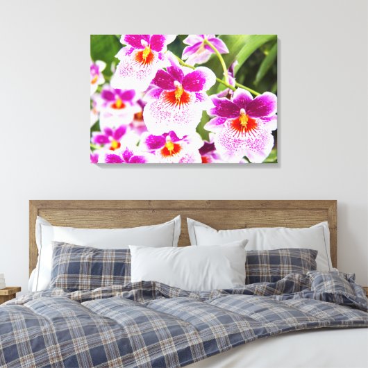 Tropische Fuchsia Orchids Wrapped Canvas (Insitu (Slaapkamer))