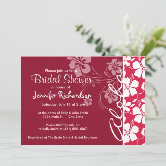 Tropische Fuschia Hibiscus; Aloha Kaart (Staand voorkant)