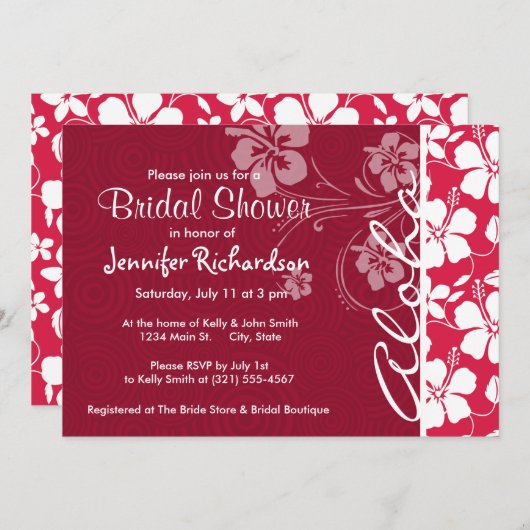 Tropische Fuschia Hibiscus; Aloha Kaart (Voorkant / Achterkant)