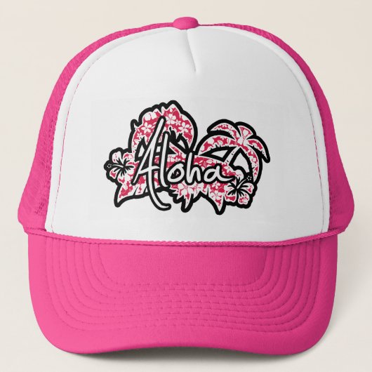 Tropische Fuschia Hibiscus; Aloha Trucker Pet (Voorkant)