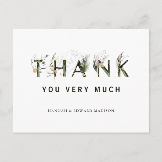 Tropische gebladerte brief dank u briefkaart (Voorkant)