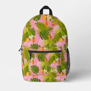 Tropische gebladerte tuin roze bedrukte rugzak