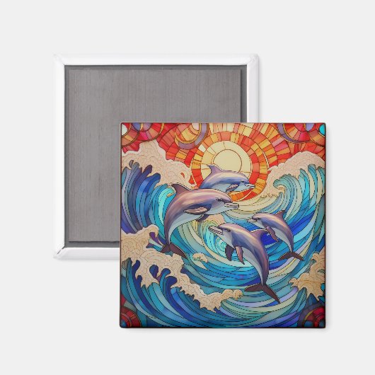 Tropische gebrandschilderde glaskunst magneet (Voorkant / Achterkant)