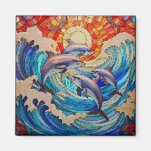 Tropische gebrandschilderde glaskunst magneet (Voorkant)