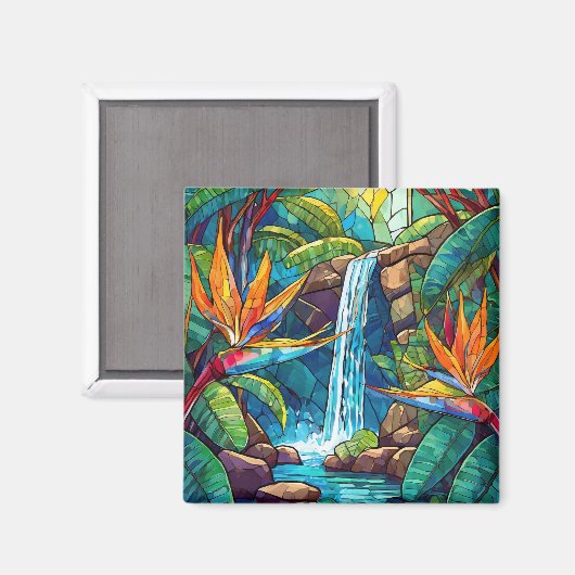 Tropische gebrandschilderde glaskunst magneet (Voorkant / Achterkant)