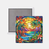 Tropische gebrandschilderde glaskunst magneet (Voorkant / Achterkant)