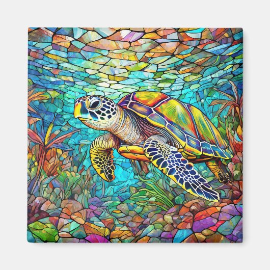 Tropische gebrandschilderde glaskunst magneet (Voorkant)