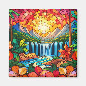 Tropische gebrandschilderde glaskunst magneet (Voorkant)