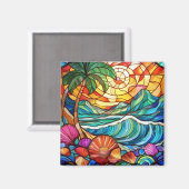 Tropische gebrandschilderde glaskunst magneet (Voorkant / Achterkant)