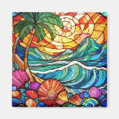 Tropische gebrandschilderde glaskunst magneet (Voorkant)