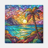 Tropische gebrandschilderde glaskunst magneet (Voorkant)