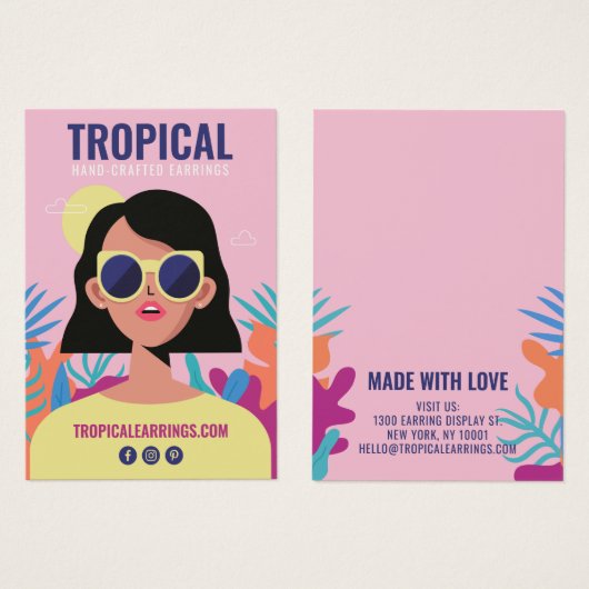 Tropische gedurfde illustratie van mode oorringen  visitekaartje (Voorkant /achterkant)