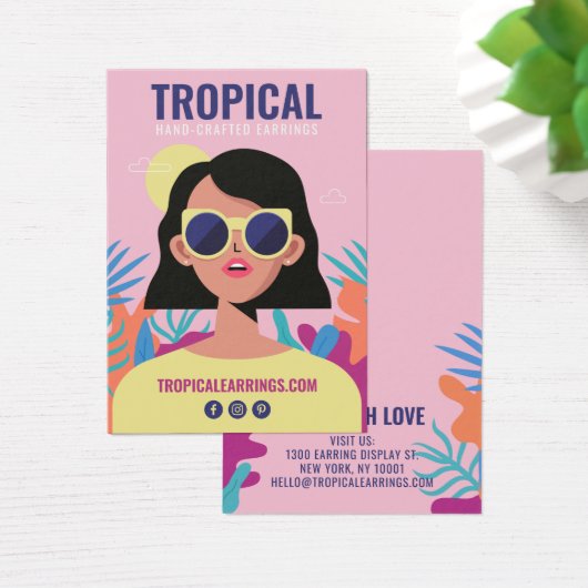 Tropische gedurfde illustratie van mode oorringen  visitekaartje (Bureau)