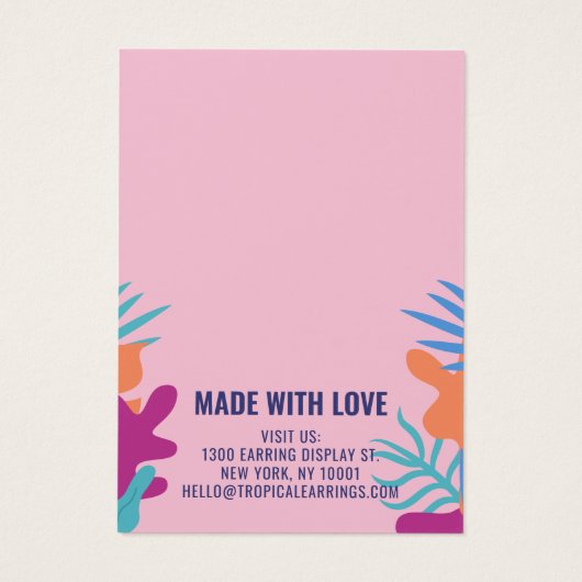 Tropische gedurfde illustratie van mode oorringen  visitekaartje (Achterkant)