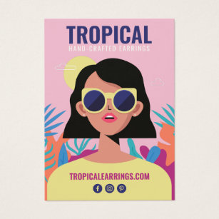 Tropische gedurfde illustratie van mode oorringen  visitekaartje