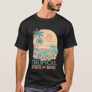 Tropische Geestestoestand Hibiscus Bloem Palmboom T-shirt