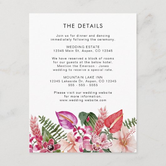 Tropische gegevens informatiekaartje (Voorkant)