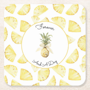 Tropische Gele Ananas Bruiloft Kartonnen Onderzetters