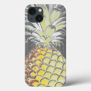 Tropische gele ananas op grijs iPhone 13 hoesje