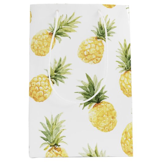 Tropische Gele Ananassen Bruidsfeest Medium Cadeauzakje (Voorkant)