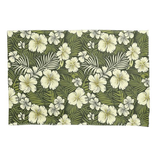 Tropische gele en groene bloemen kussensloop (Voorkant)