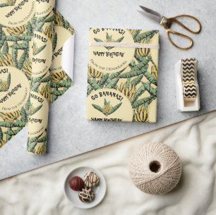 Tropische Gele Go Bananen Gelukkige Verjaardag Ban Cadeaupapier