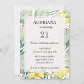 Tropische gele Hibiscus Bloembladeren Verjaardag Kaart (Voorkant)