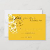 Tropische Gele Hibiscus Strand Bestemming Bruiloft RSVP Kaartje (Achterkant)