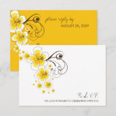 Tropische Gele Hibiscus Strand Bestemming Bruiloft RSVP Kaartje (Voorkant / Achterkant)