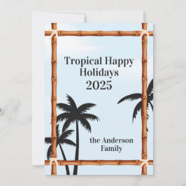 Tropische Gelukkige Feestdagen, Bamboe Lijsten en Feestdagenkaart