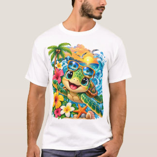 Tropische Gelukkige Zeeschildpad T-shirt