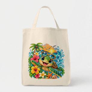 Tropische Gelukkige Zeeschildpad Tote Bag