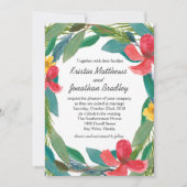 Tropische gelukzaligheid Waterverf Bloemenbruiloft Kaart (Voorkant)