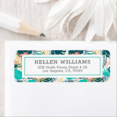 Tropische gemengde bladeren collage patroon etiket (Insitu)