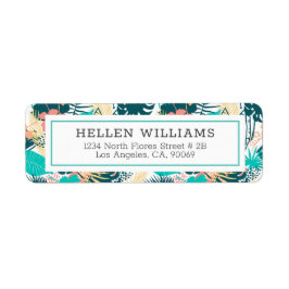 Tropische gemengde bladeren collage patroon etiket