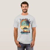 Tropische gemoedstoestand Retro Beach T-shirt (Voorkant volledig)