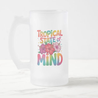 Tropische gemoedstoestand Summer Beach Graphic Matglas Bierpul