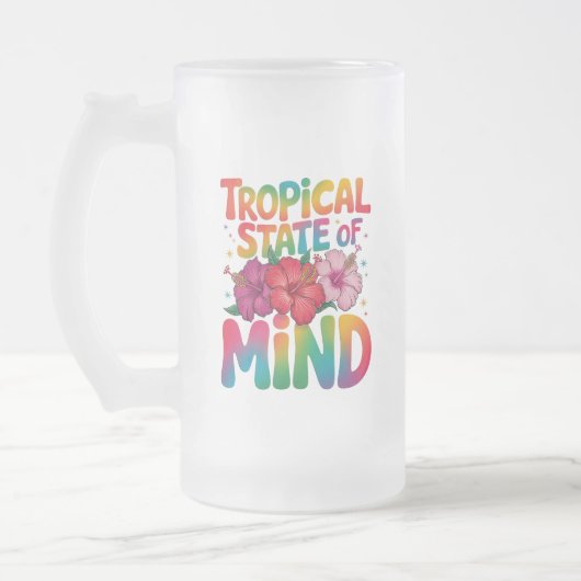 Tropische gemoedstoestand Summer Beach Graphic Matglas Bierpul (Links)