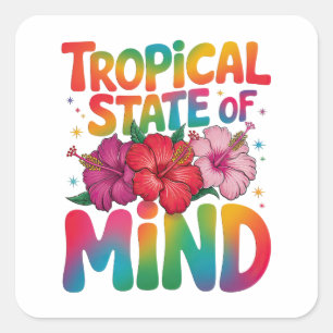 Tropische gemoedstoestand Summer Beach Graphic Vierkante Sticker