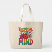 Tropische gemoedstoestand Summer Beach Vakantie Grote Tote Bag (Achterkant)