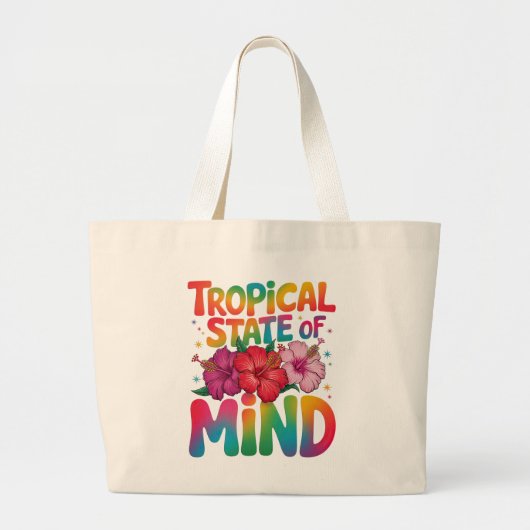 Tropische gemoedstoestand Summer Beach Vakantie Grote Tote Bag (Voorkant)
