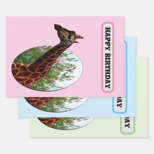 Tropische genade: Giraffe Popout kunst met Hibiscu Inpakpapier Vel (Set)
