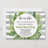 Tropische genderuitnodigingen groen grijs kaart (Voorkant)