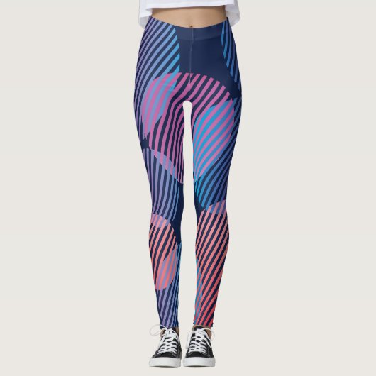 Tropische geometrie: Violet & Roze Nachtontwerp Leggings (Voorkant)