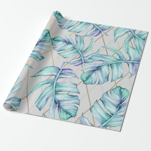 Tropische geometrische begroeiing cadeaupapier