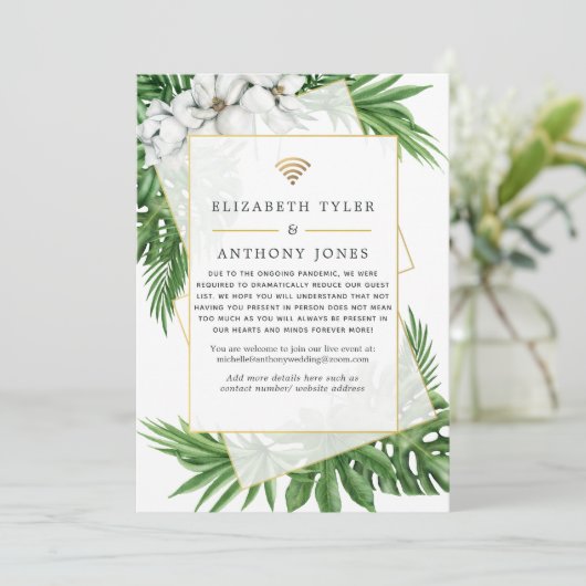 Tropische Geometrische Virtuele Trouwgastenlijst Aankondiging (Staand voorkant)